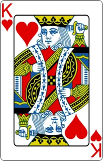 La même carte en jeu français : cœurs, carreaux, trèfles et piques.
